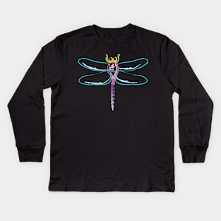 Rainbow Dragonfly Kids Long Sleeve T-Shirt